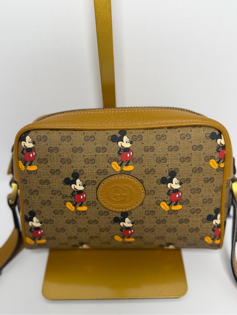 Gucci X Disney Brown Mickey GG Canvas Crossbody Camera Bag